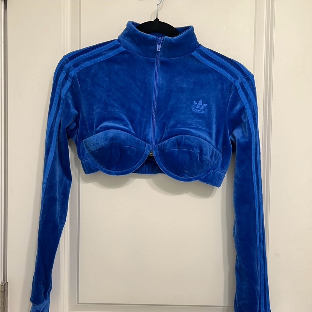 Adidas X Jeremy Scott Women's Royal Blue Velour Crop Top